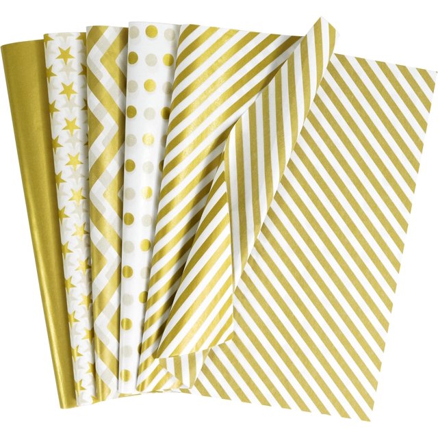 100 Sheets 20"X14" Gold White Metallic Tissue Paper Bulk for Gift
