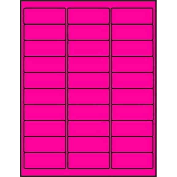 100 Sheets / 3000 Fluorescent FBA and Word Compatible Size Address Labels 30UP 2.625"x1" 30 Labels Per Sheet. Ink Jet and Laser Guaranteed. Made in USA (Neon Fluorescent Pink)