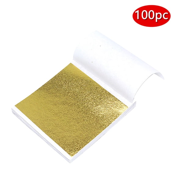 100 Sheets 4x4 In Metallic Foil Leaf for Art Crafts and Interior Design Gold Color Imitation Gild Ing Sheets for Statues and Creative DIY Party Decorations