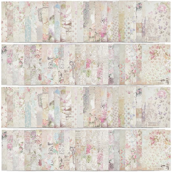 100 Sheets 50 Patterns Flower Theme Scrapbook Paper Pads Background Paper Pad for DIY Album Scrapbook Greeting Card Diary Decorative Rectangle