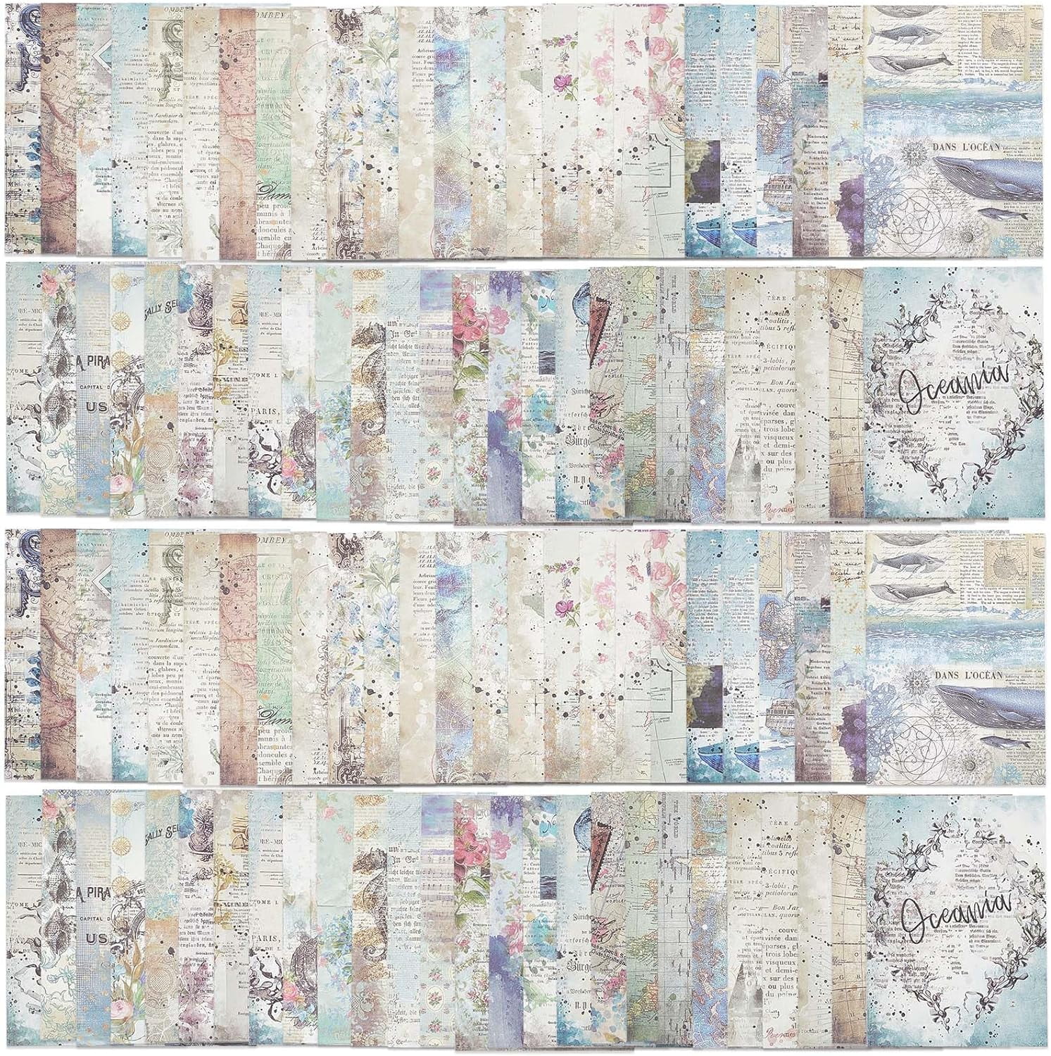 100 Sheets 50 Patterns Lace Theme Scrapbook Paper Pads Background Paper ...