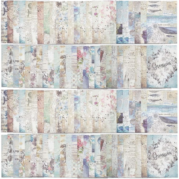 100 Sheets 50 Patterns Lace Theme Scrapbook Paper Pads Background Paper Pad Greeting Card Floral Pattern 14x10x1.45cm 2 sheets/pattern