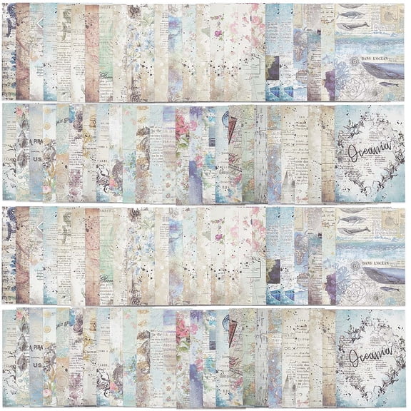 100 Sheets 50 Patterns Ocean Map Theme Scrapbook Paper Pads Background Paper Pad for DIY Album Scrapbook Greeting Card Diary Decorative Rectangle