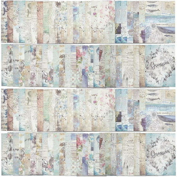 100 Sheets 50 Styles Lace Decorative Craft Paper 14x10cm Vintage Flowers Pattern Paper Scrapbook Paper Pad for DIY Origami Card Making Scrapbooking oto Frame Album Decor Gift Wrapping