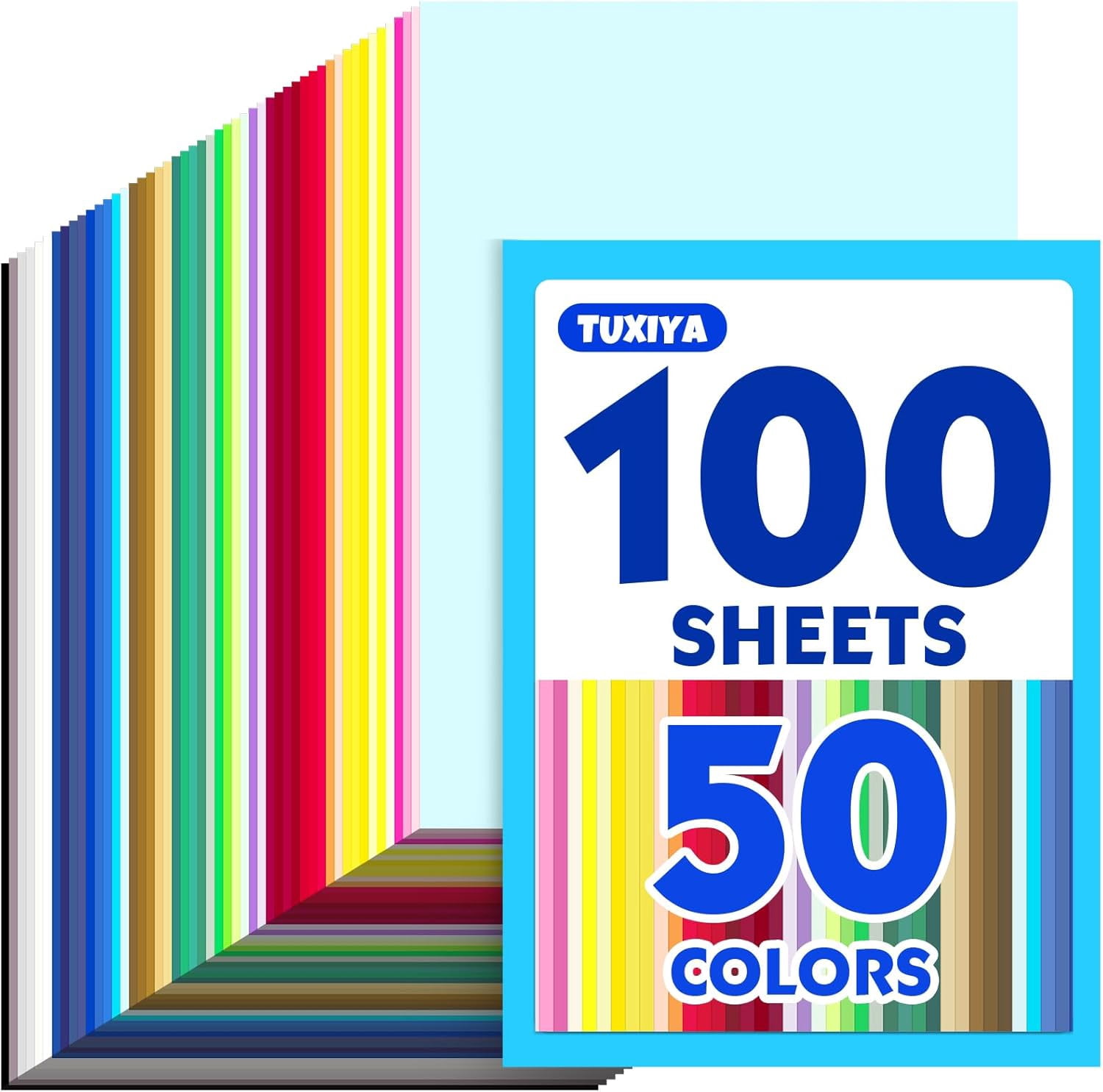 100 Sheets 8.5" X 11" Colored Cardstock, 50 Assorted Colors 230GSM/85LB Construction Paper Card Stock Printer Paper for Printing, Card Making, DIY Crafts, Kids School Supplies,Party Decorations
