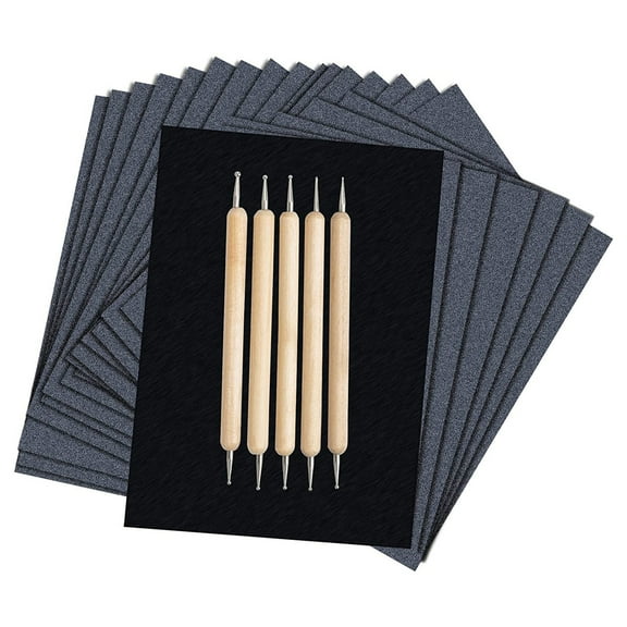100 Sheets A4 Carbon Transfer Paper with 5PCS Embossing Stylus ToolsforSewing Embroidery, Tracing PaperforCrafts, Drawing, Wood Burning, and Tattoo Stencils