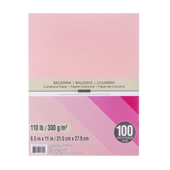 100 Sheets Ballerina 8.5” x 11” Cardstock Paper by Recollections - Acid and Lignin Free Paper for Scrapbooks - Arts & Crafts - 1 Pack