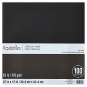 100 Sheets Black 12" x 12" Cardstock Paper by Recollections - Acid and Lignin Free Paper for Scrapbooks - Arts & Crafts - 1 Pack