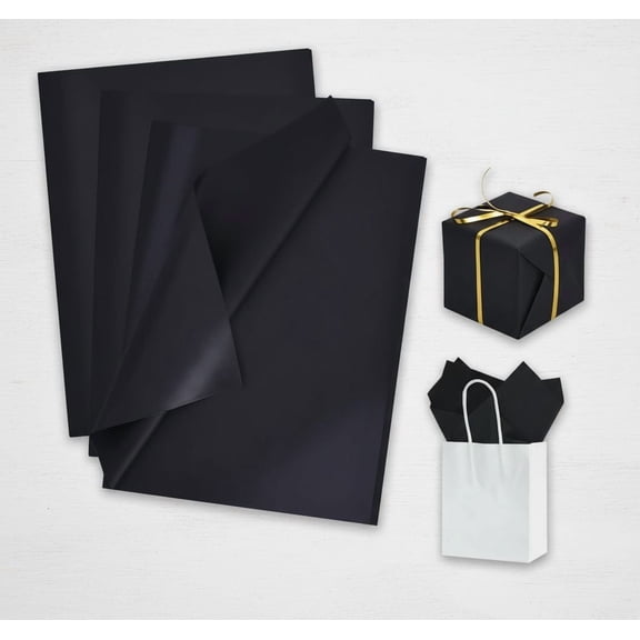 100 Sheets Black Tissue Paper Bulk, Wrapping Tissue Paper for Gift Bags, 14 x 20 Inch Gift Wrap for Halloween Birthday Wedding Graduation DIY Crafts Holiday Flowers