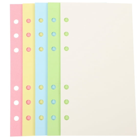 100 Sheets Blank Colored A6 Loose Leaf Paper 6-hole Punched Binder Refill Paper