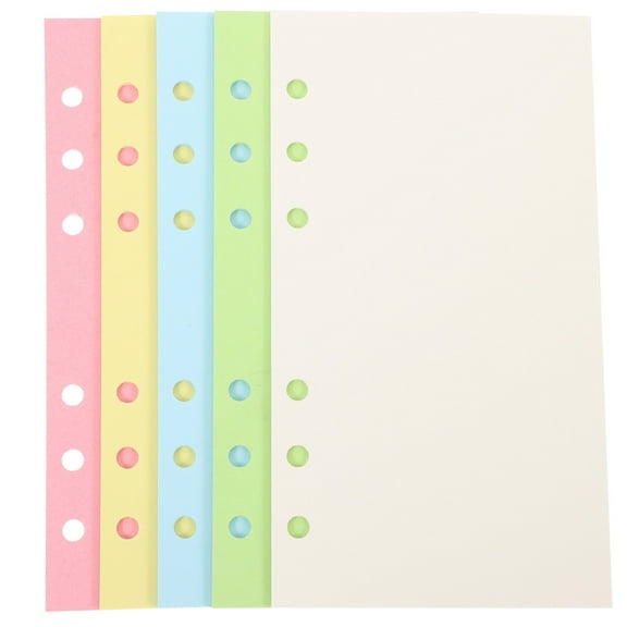 100 Sheets Blank Colored A6 Loose Leaf Paper 6-hole Punched Binder Refill Paper