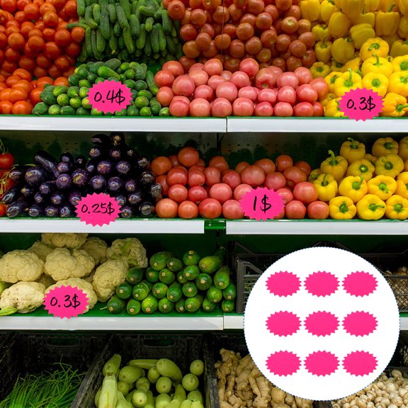 SEWCHICS Explosion Shape Price Tags Pink Fluorescent Paper Labels for Retail Store Sale