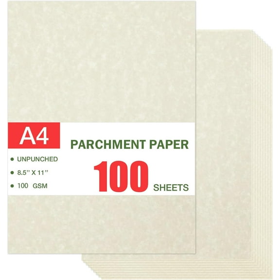 100 Sheets Certificate Paper, Resume Stationary Printer-Friendly Parchment Paper for Certificates, Resumes, Diplomas (100 GSM Ivory 8.5 x 11 In) (Beige)