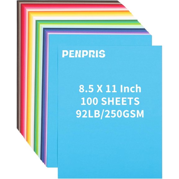 100 Sheets Colored Cardstock 8.5 X 11 Inches - 25 Colors Art Crafts Construction Paper, 92lb/250gsm Heavy Weight Thick Card Stock Paper for Printer, Cards Making, Invitations, Scrapbooking PAP19MX100