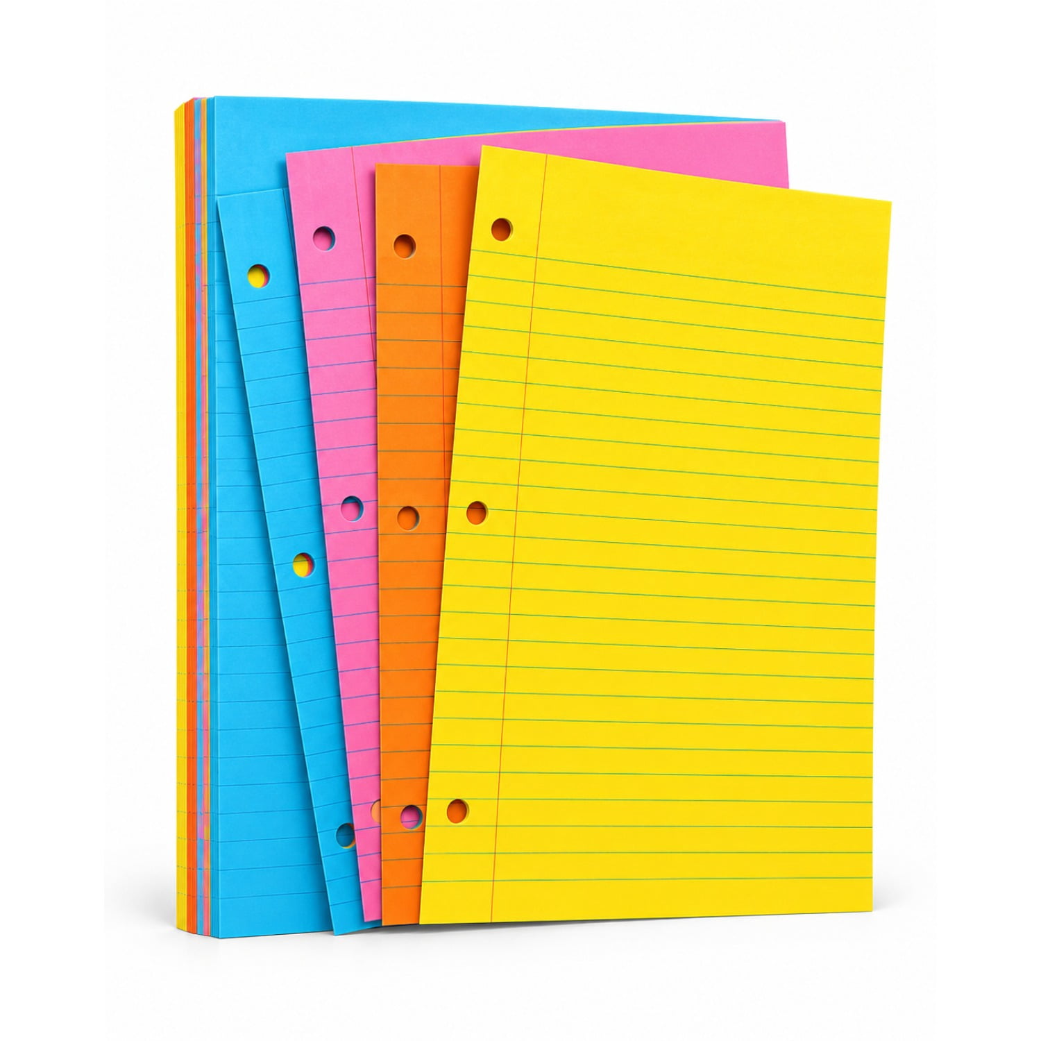 100 Sheets Colorful Filler Paper, Wide Ruled Loose Leaf Paper with ...