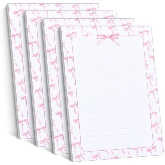 100 Sheets Coquette Bow Note Paper Coquette Preppy Pink Bow Writing Paper Notes Pads Coquette Stuff Planner Pink Journaling Notebook Coquette School Supplies for Women Bow Themed Party Favors
