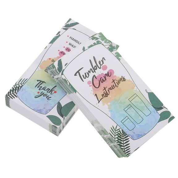 100 Sheets Customer Directions Cards Tumbler Care Cards Glass Mug Care Guide Cards Inserts