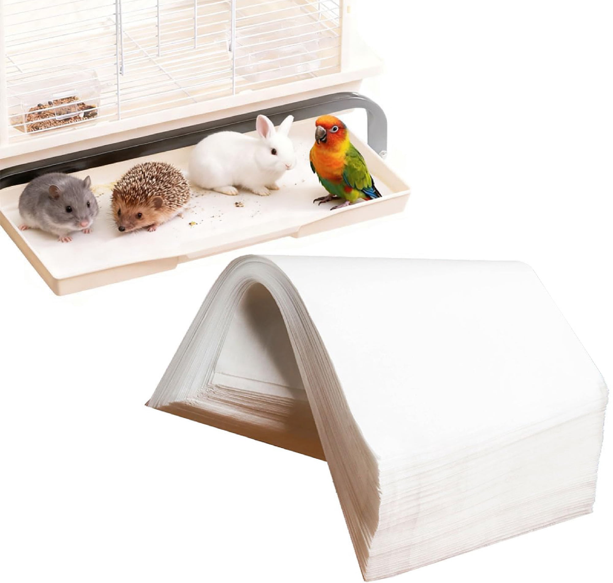100 Sheets Disposable Bird Cage Tray Liners, 11.8'' × 19.7'' Parakeet ...