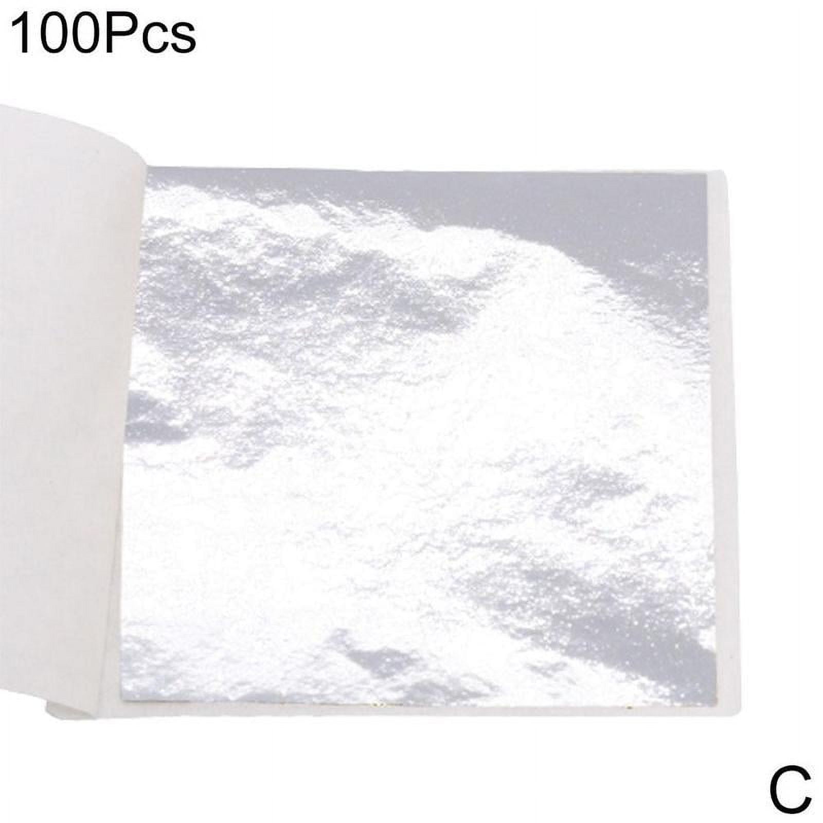 VIVIDCRAFT Double Gold DIY Foil Leaf Paper Food Cake Edible Gilding Decoration, 100 Sheets, Silver