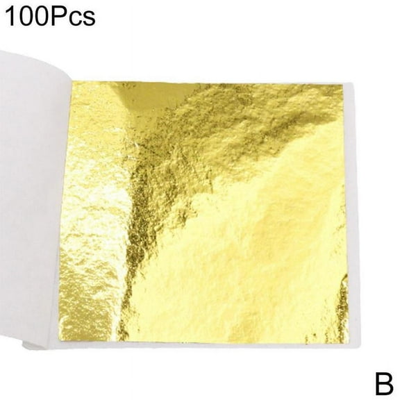 100 Sheets Double Gold DIY Foil Leaf Paper Food Cake Gilding Edible Decor W8H7