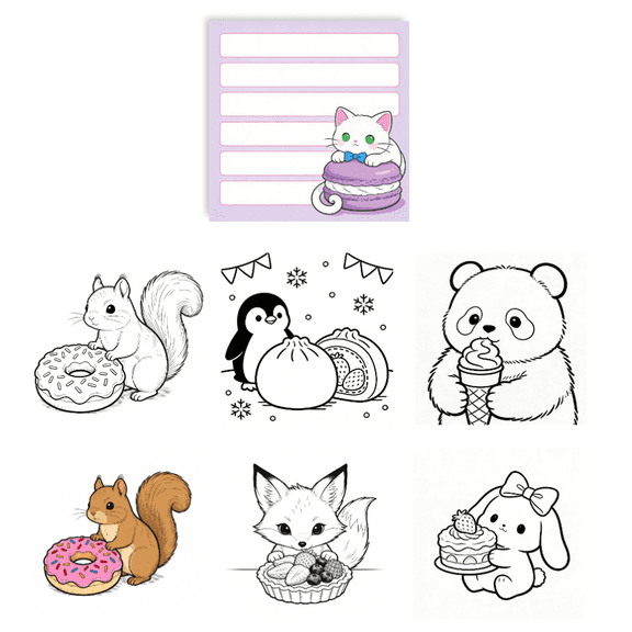 100 Sheets Double-Sided Coloring Memo Pads: Original No-Repeat Patterns, Sticky Notes for Doodles & Notes