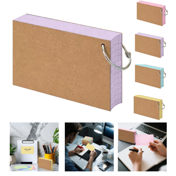 100 Sheets Environmentally Friendly Note Flash Cards Sticky Notes Index with Metal Ring Smooth Writing Thickened Paper No Ink Bleeding Ruled (Light Purple)