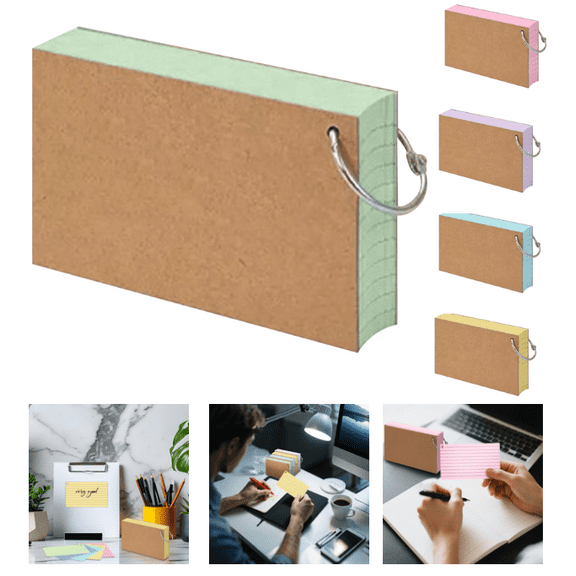 100 Sheets Environmentally Friendly Note Flash Cards Sticky Notes Index with Metal Ring Smooth Writing Thickened Paper No Ink Bleeding Ruled (Mint Green)