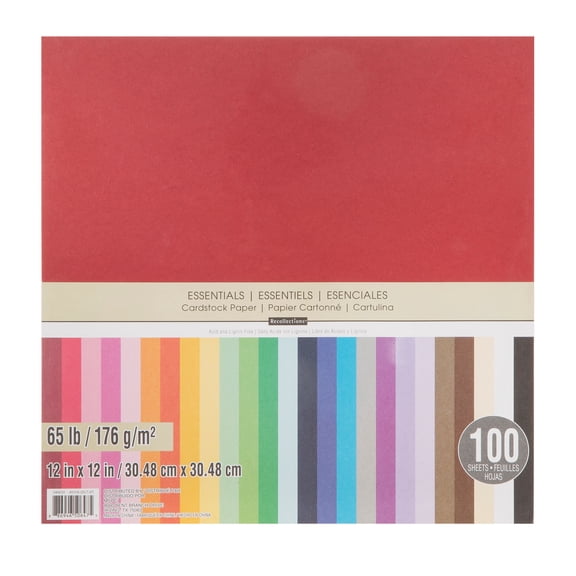 100 Sheets Essentials 12†x 12†Cardstock Paper by Recollections - Acid and Lignin Free Paper for Scrapbooks - Arts & Crafts - 1 Pack
