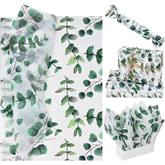 100 Sheets Eucalyptus Tissue Paper for Gift Bags Botanical Tissue Paper Green Decorative Tissue Paper for Baby Shower Wedding Spring Summer Holidays DIY Crafts, 20  14 Inches