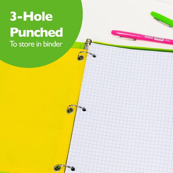 100 Sheets Filler Paper Loose Leaf, 4x4 Quad Ruled Graph Paper for Binders, 3 Hole Punched for Office College , Drafting Notetaking, 36-Pack, White