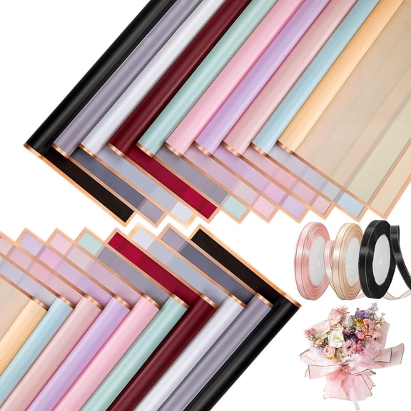 100 Sheets Flower Wrapping Paper with Pure Color Flower Bouquet Wrapping Paper for Waterproof DIY Crafts Packaging