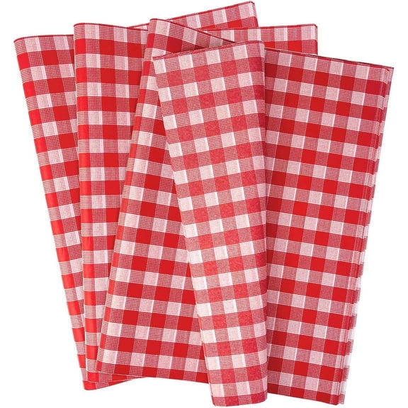100 Sheets Gingham Tissue Paper 14 x 20 Inches Red and White Checkered Tissue Pa