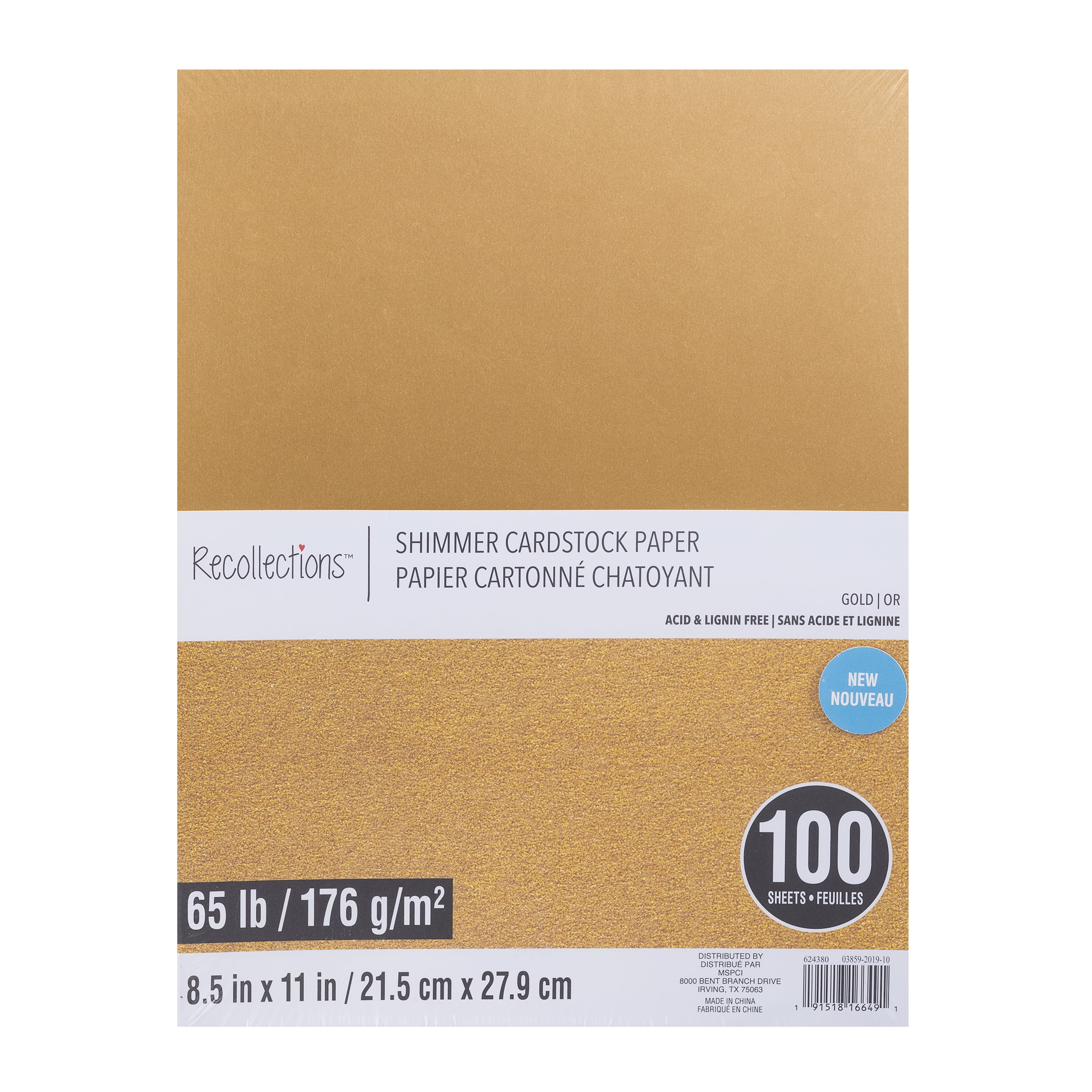 100 Sheets Gold Shimmer 8.5â€ x 11â€ Cardstock Paper by Recollections - Acid and Lignin Free Paper for Scrapbooks - Arts & Crafts - 1 Pack