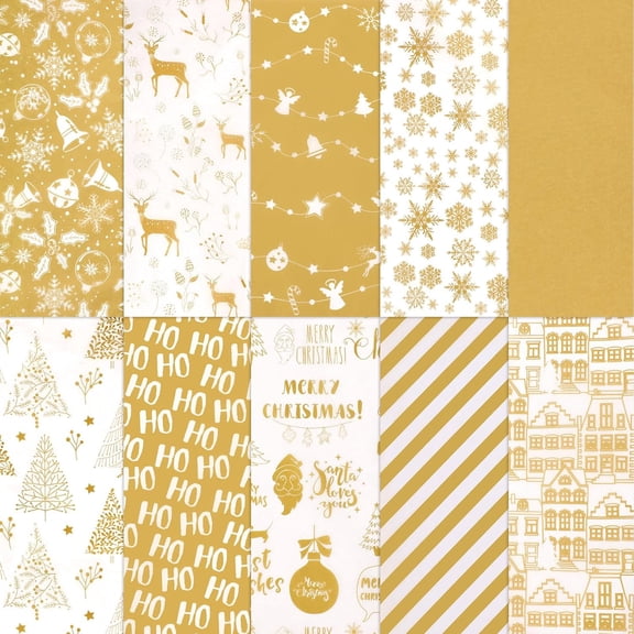 100 Sheets Gold White Tissue Paper Elk Christmas Tree Snowflakes Bulk Gift Wrapping Paper for Gift Wrapping DIY Crafts Birthday Christmas Graduation Party Gift Decoration 19.7 ×13.8 Inch