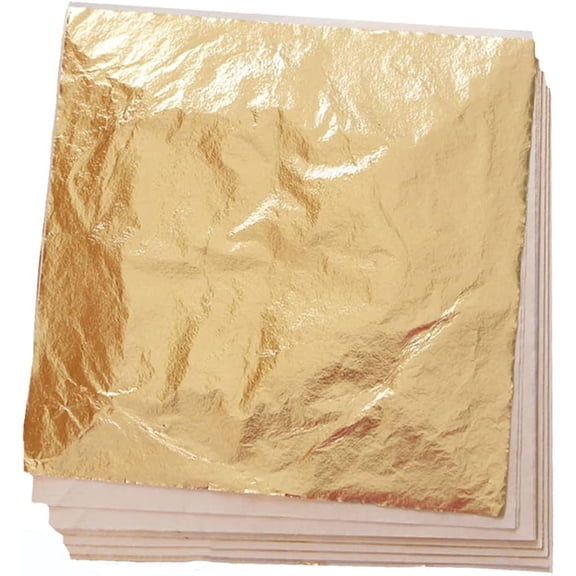 100 Sheets Imitation Gold Leaf for Art, Crafts Decoration, Gilding Crafting, Frames, 5.5 by 5.5 Inches