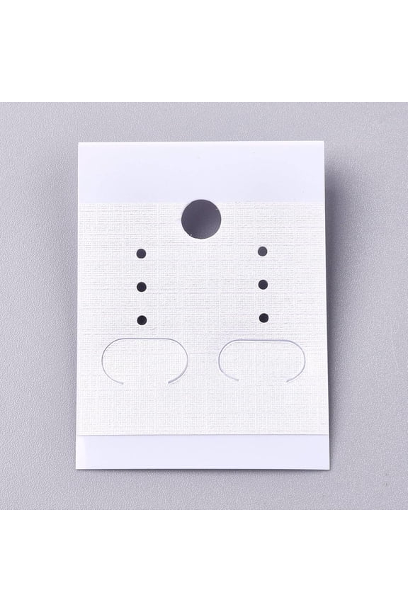100 Sheets Jewelry Display Cards Plastic Hanging Earring Display Rectangle Jewelry Packaging Supplies DIY Earrings Holder Retail Show for Ear Studs Jewelry Accessory Display White