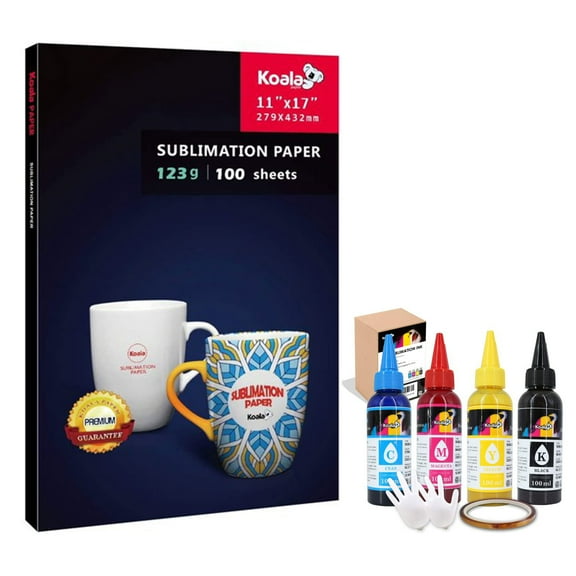 100 Sheets Koala Sublimation Paper 11X17 inch + 4X100ml Sublimation Ink for Epson Printer Sublimation Heat Transfer