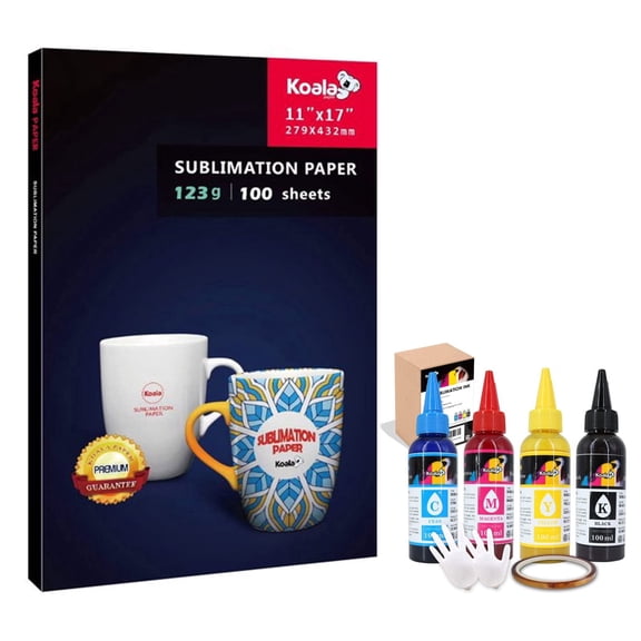 100 Sheets Koala Sublimation Paper 11X17 inch + 4X100ml Sublimation Ink for Inkjet Printer Sublimation Heat Transfer
