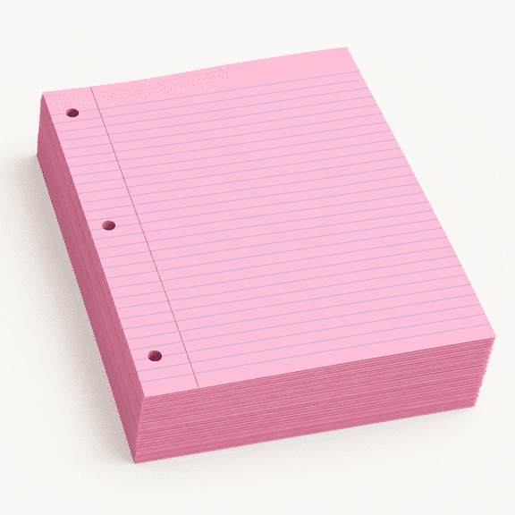 100 Sheets Loose Leaf Paper College Ruled, 8x10.5 Pink Notebook Paper