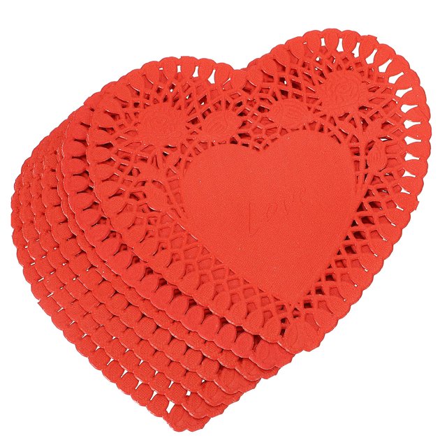 100 Sheets Mini Valentine Heart Doilies Love Shape Doilies Heart Lace
