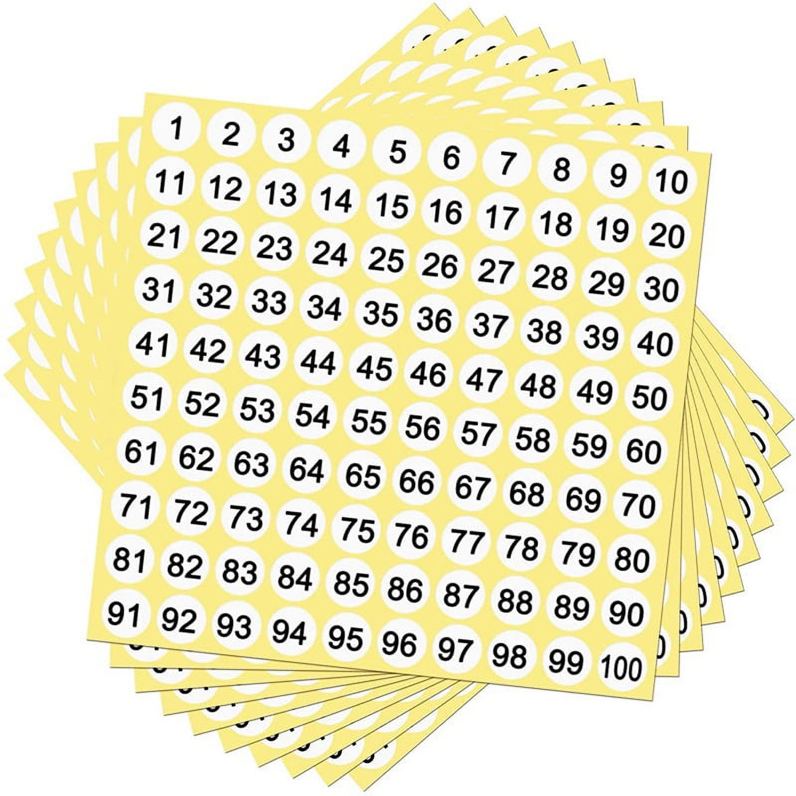 5 Sheets Self Adhesive Number Stickers, 1 To 102 Small Garment