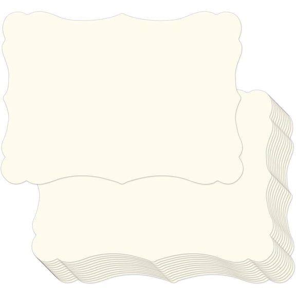 100 Sheets Off-White Blank Cardstock 5" x 7" Thick Greeting Cards Wavy Edges Kraft Paper for DIY Making, Menus, Crafts, Scrapbook, Baby Shower, Wedding Invitations, Drawing, Printing