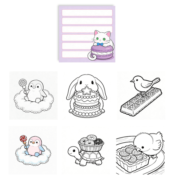 100 Sheets Original Coloring & Writing Sticky Notes: Double-Sided, 100 No-Repeat Unique Patterns