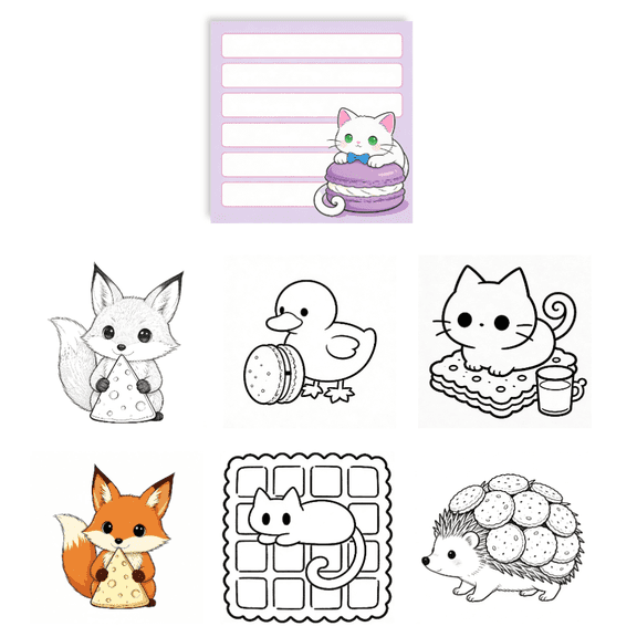 100 Sheets Original Design Sticky Notes: Double-Sided Coloring & Message, 100 Unique No-Repeat