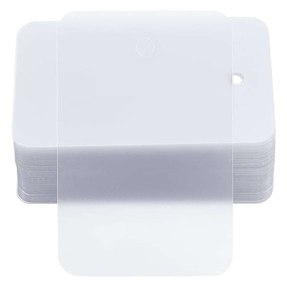100 Sheets PVC Plastic Price Tags Rectangle Clear 60x40x0.2mm Hole: 4mm