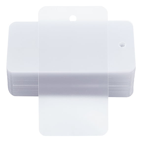 100 Sheets PVC Plastic Price Tags Rectangle Clear 65x35x0.2mm Hole: 4mm
