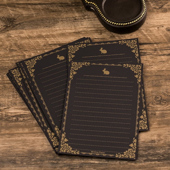 100 Sheets Rabbit Stationery Lined Paper, A5 Stationery Writing Paper with Antique Border Design, Letter Size Ruled Filler Paper for Writing Letters,Vintage Invites, Black