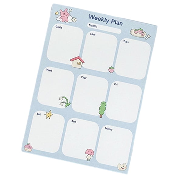 100 Sheets Rabbits Weekly Plan Memo Pad Self-Adhesive Sticky Notes Bear Sticky Notes for Students Office Workers