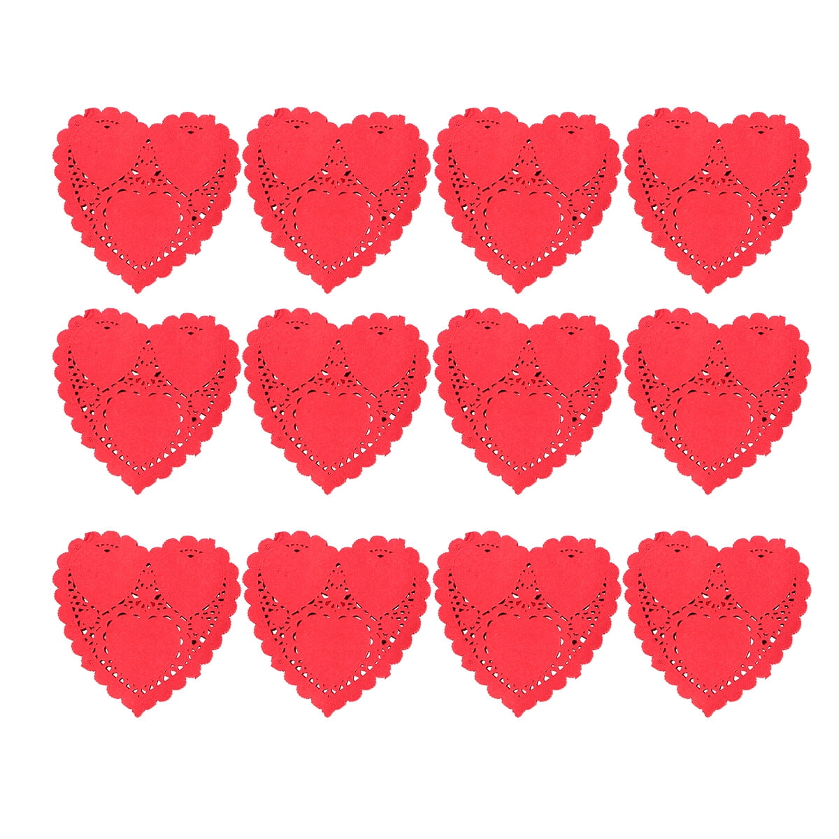 100 Sheets Red 4 Inches Heart Shape Lace Doilies Oil-Absorbing Disposable Cake Box Liner Hollow Out Packaging Paper Pad