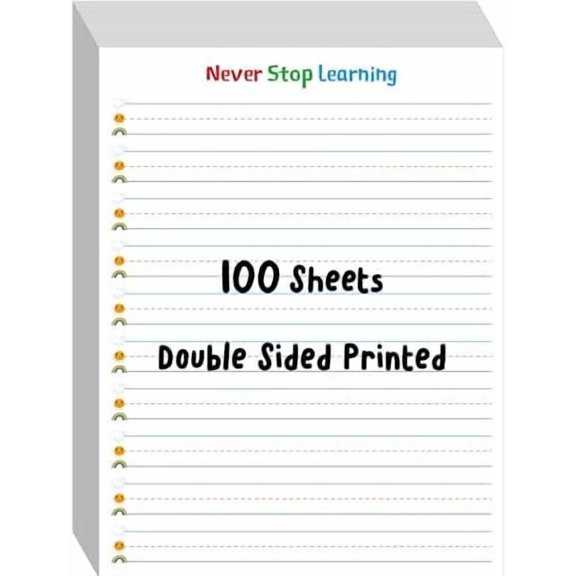100 Sheets Ruled Writing Paper, Double-Sided Printing Skip-A-Line Ruled Writing Paper with Dotted Lines 1” Line Spacing Handwriting Practice Paper for Kindergarten Toddlers (8” x 10.6”)